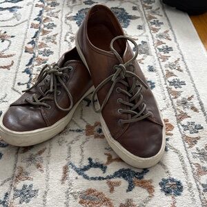 Men's Frye Brown Leather Low-Top Lace-Up Sneakers size 10